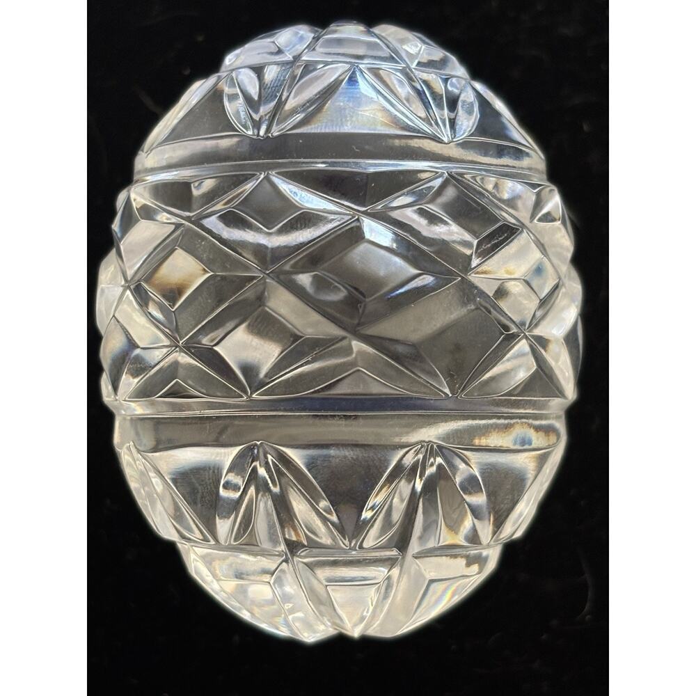 Vintage Irish Tyrone Crystal Deep Cut Full Lead Crystal Egg Paperweight Ireland